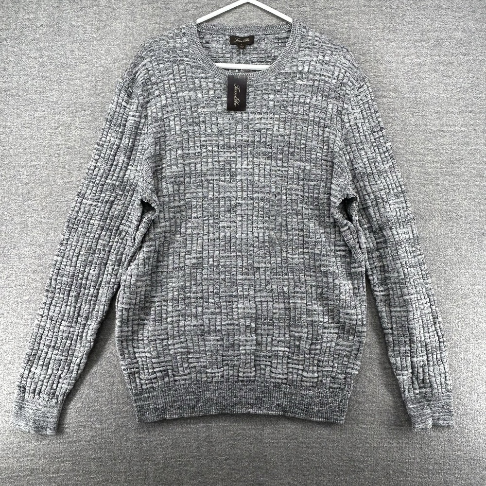 Tasso Elba Sweater Men Size Large Gray Winter Cotton Blend‎ NEW